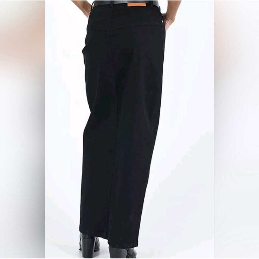 NWT Princess Polly Women's Batkins Maxi Skirt 4 Dark Wash Denim Front Slit Black - Picture 2 of 12